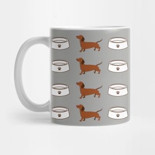 Brown Dachshund dog with a bowl pattern Mug